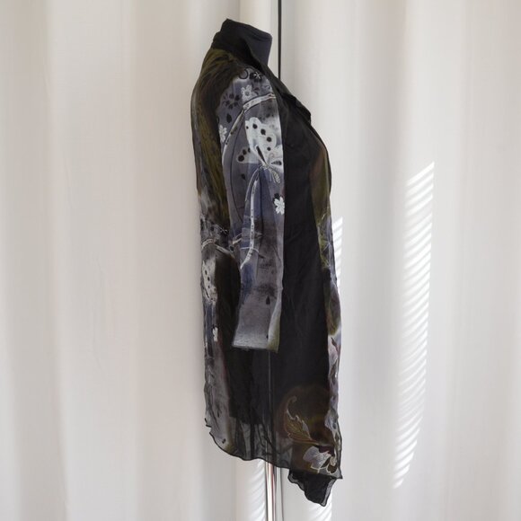 Citron Santa Monica Silk Draped Duster Sz XS - Picture 3 of 9